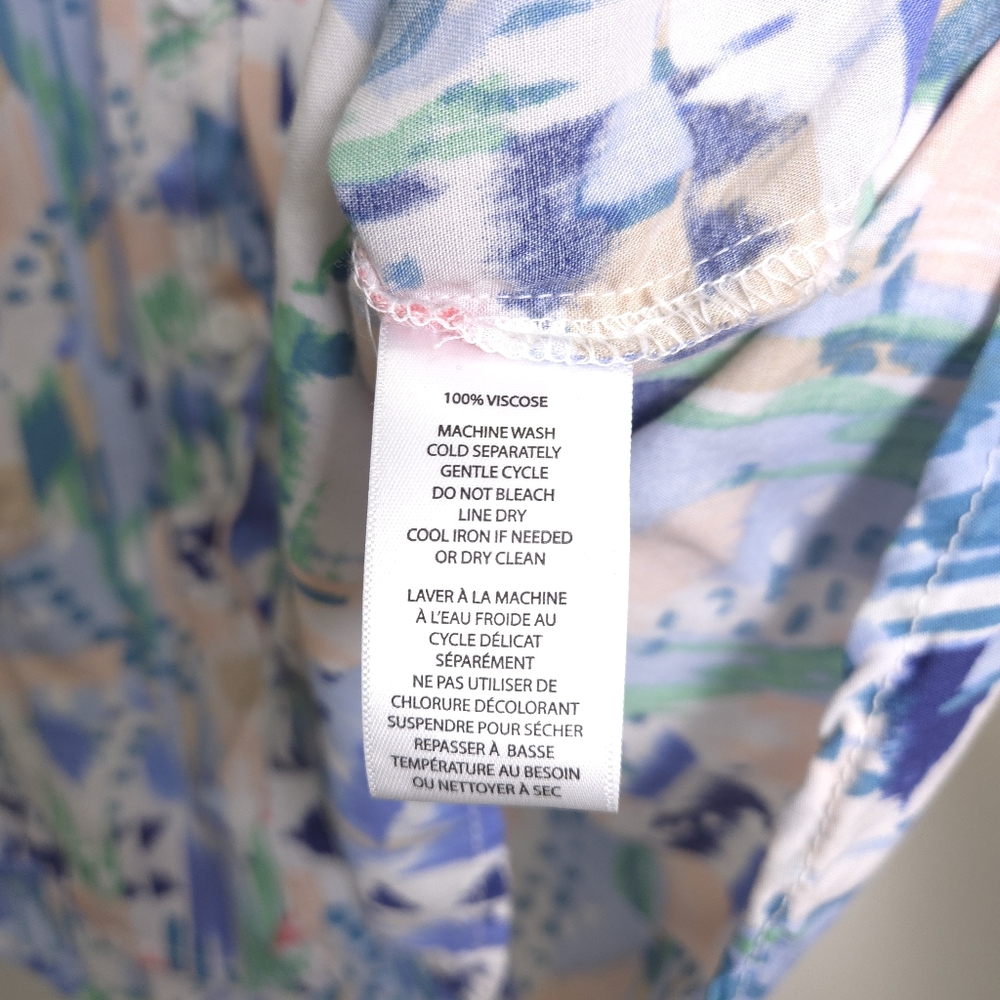 BEACHLUNCHLOUNGE Geometric Multicolor Short Sleeve Blouse Top XL - Picture 8 of 9